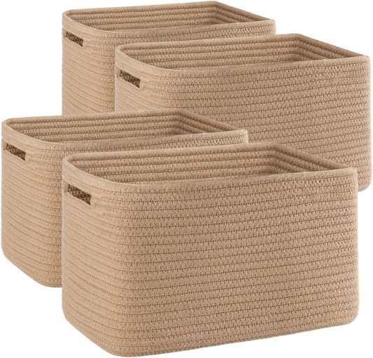 OIAHOMY 4 Pack Storage Baskets for Organizing 15L Cube Storage Bins Yellow