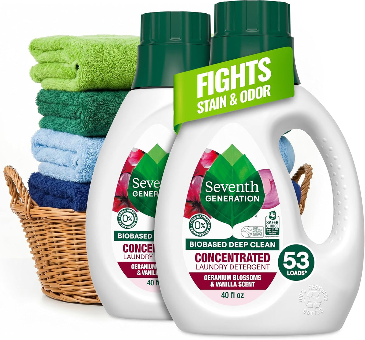 Seventh Generation Concentrated Laundry Detergent, Stain Fighting Formula, Fresh Lavender scent, 40 oz (53 Loads)
