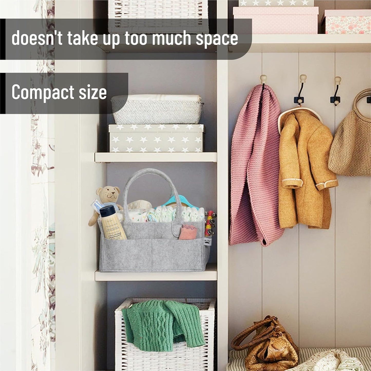 Mr. Pen- Baby Diaper Caddy Organizer, Gray, Medium, Nursery Storage Bin and Car Organizer for Diapers and Baby Wipes