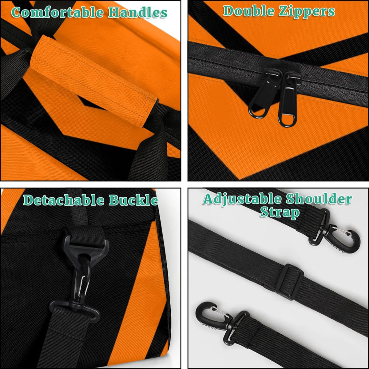 Sports Duffle Bags Orange Travel Duffle Bag Waterproof Gym Weekender Overnight Carry On Bag for Dance, Yoga
