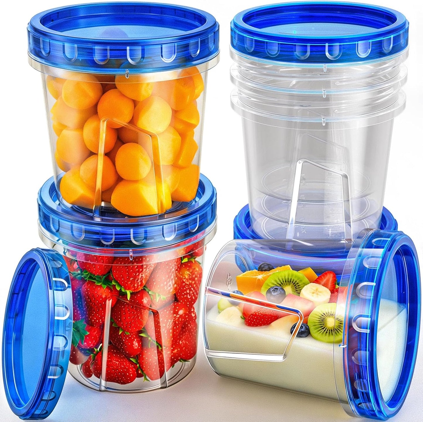 Freezer Storage Containers, [6 Pack-24 Oz] Airtight Plastic Food Storage Containers with Twist Top Lids, Soup, Meal Prep Containers | BPA Free | Stackable | Leakproof | Microwave/Dishwasher Safe