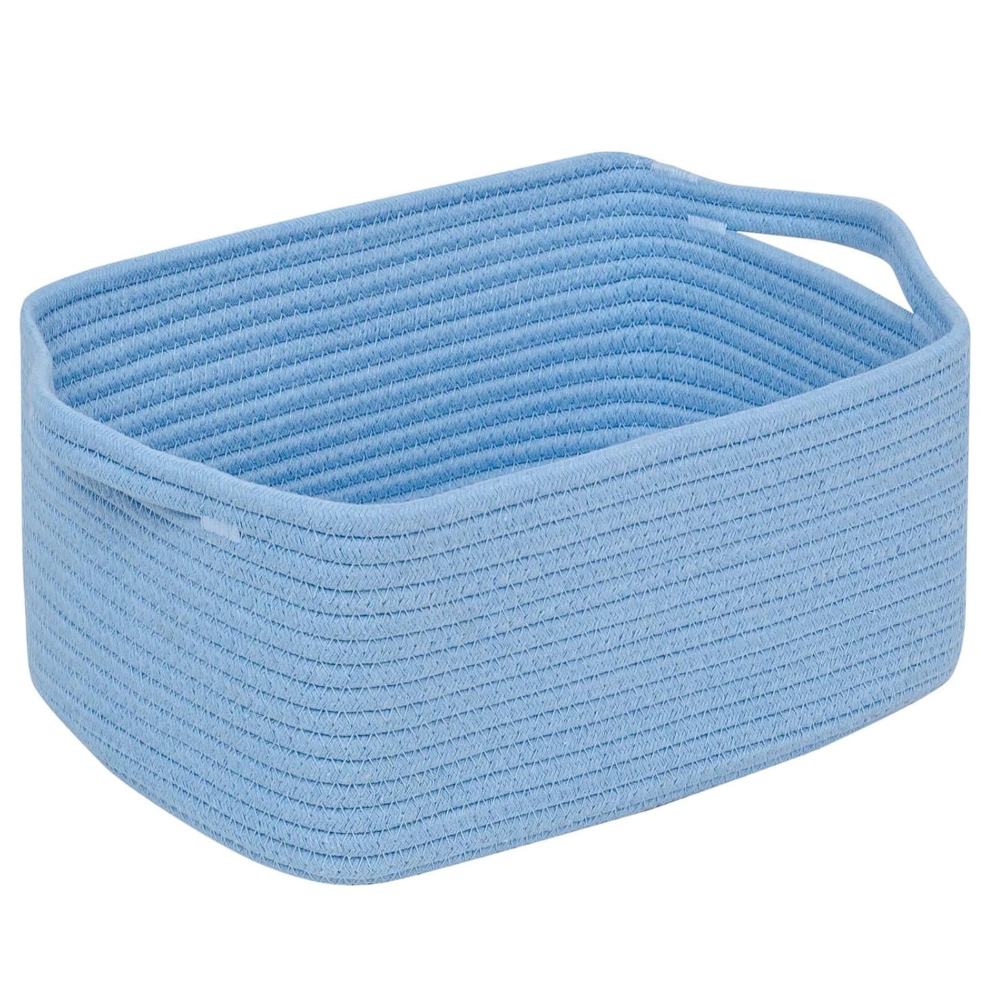 CubesLand Cube Storage Organizer Basket Bin, Cotton Rope Shelves Basket | Durable Woven Rectangular Shelf Basket for Organizing, Nursery Toys Basket, Blue Basket