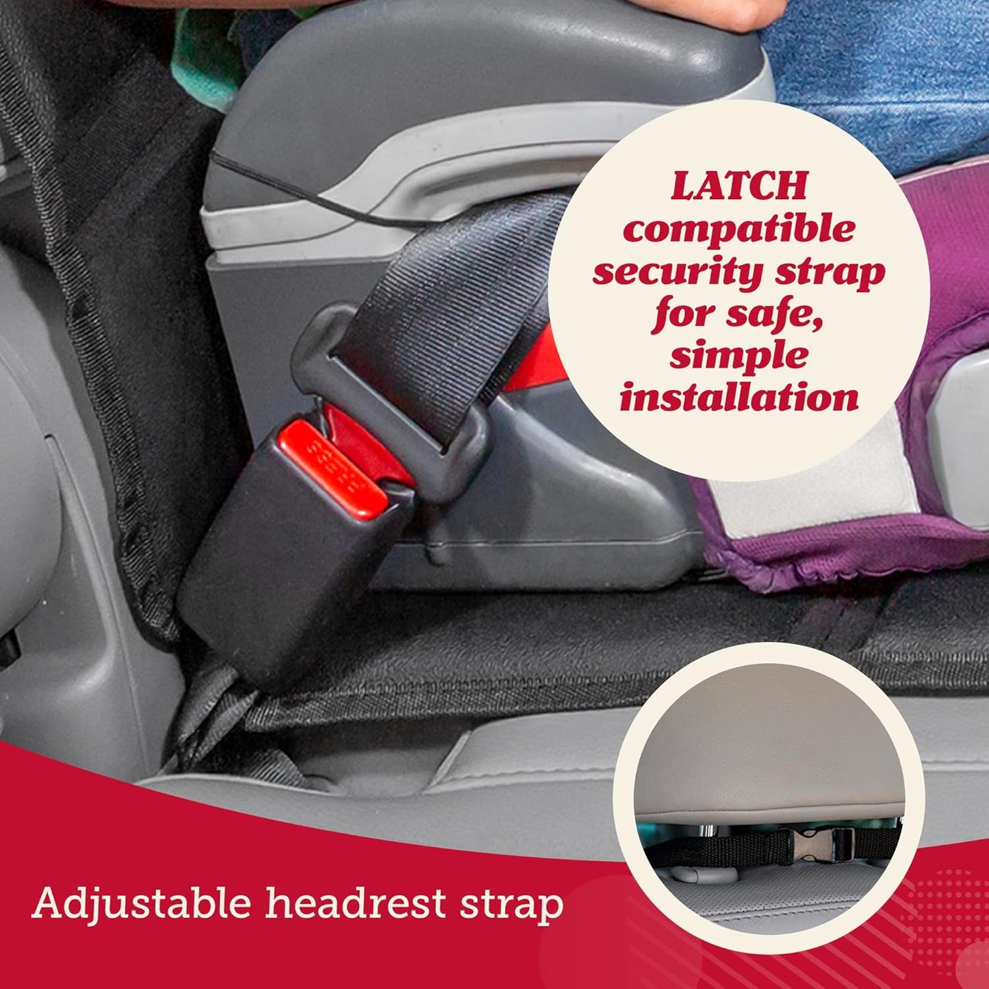 Lusso Gear Car Seat Protector - Waterproof Seat Covers for Infant & Cars - Non-Slip 8-Layer Protector - Rear Shield with Mesh Pockets - Black with Red Stitching, Universal Fit