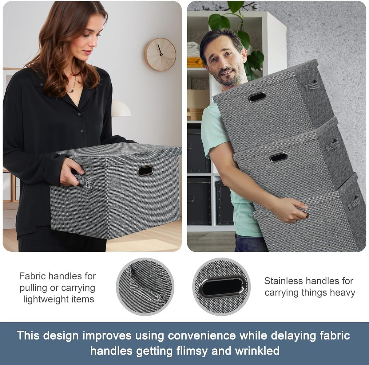 Storage Bins with Lids Fabric Closet Organizers Cubes Office Organization