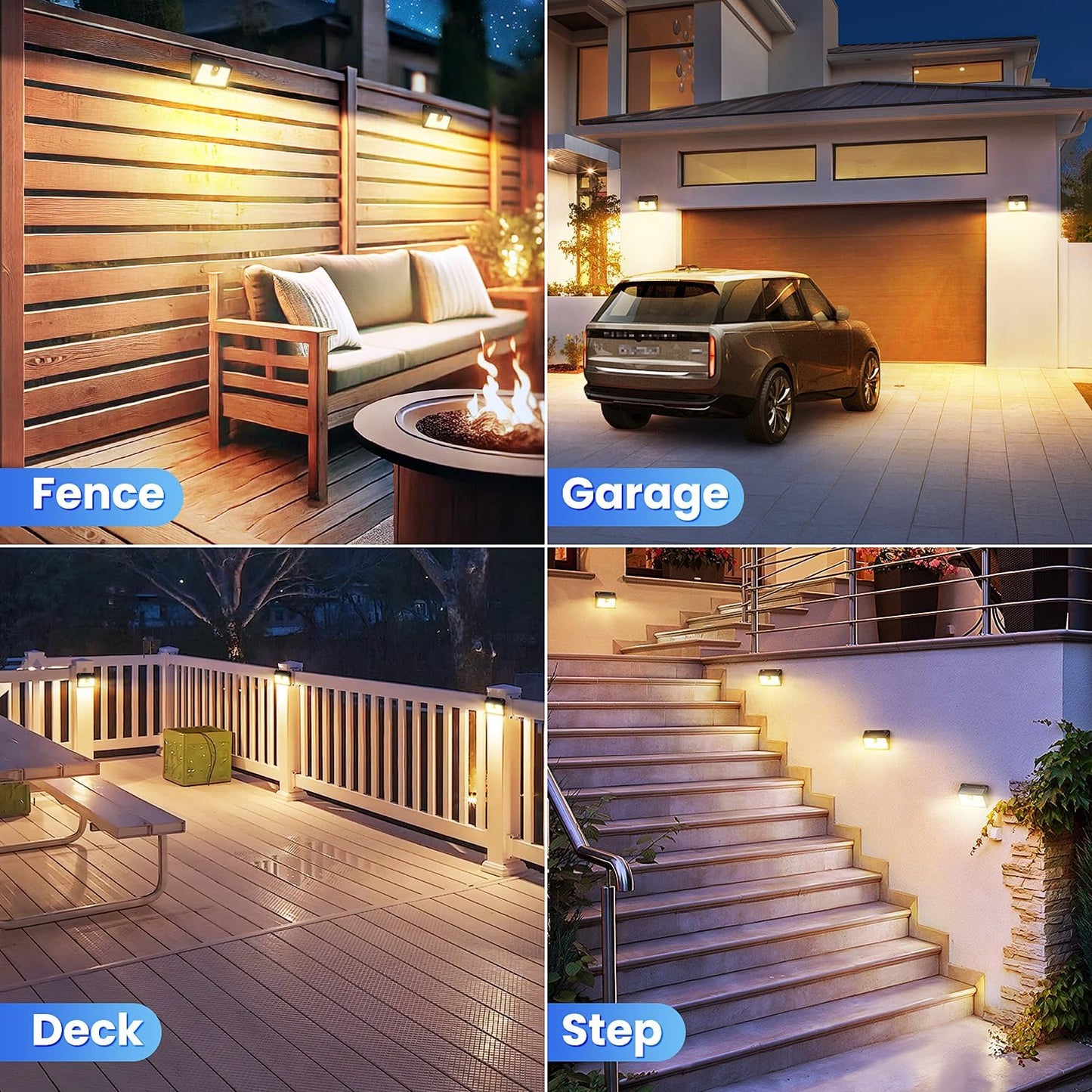 [6 Packs] Solar Motion Sensor Outdoor Lights, Super Bright Solar Lights Outdoor Waterproof, 3 Lighting Modes Security Wall Light for Outside Walking Dog Fence Backyard Deck Garden Door Step Garage
