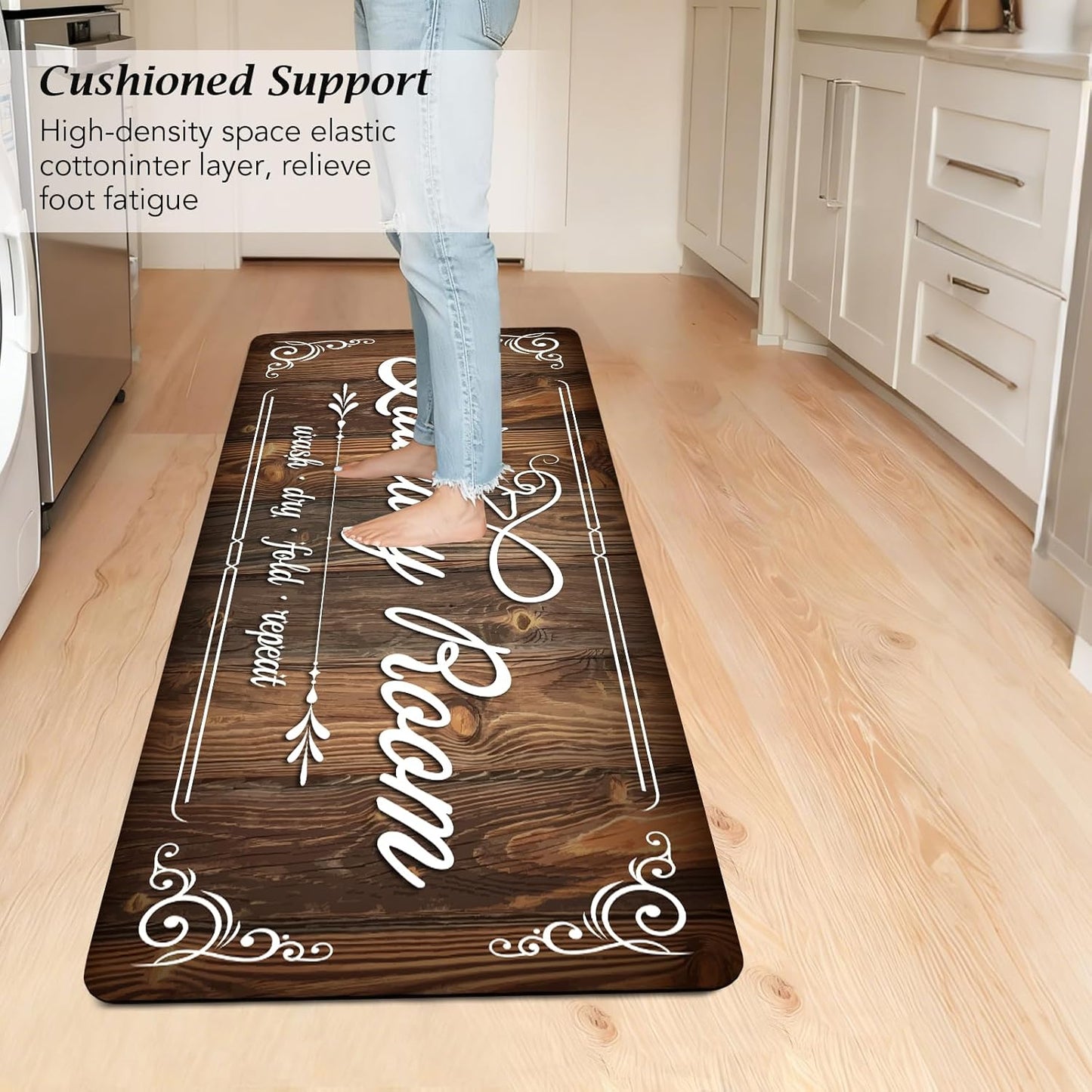 Non-Slip Laundry Room Rug Runner 17.3"x47.2" Washable Floor Carpet Brown- Bathroom Hallway Mudroom Kitchen Mat for Farmhouse Entryway Decor Accessories