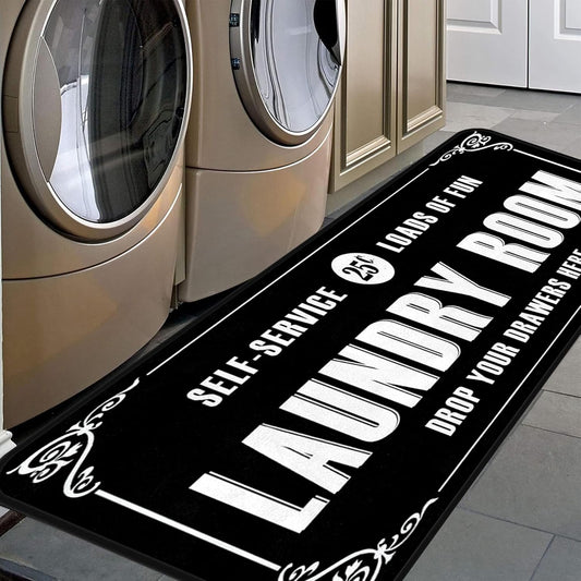 Black 2 Farmhouse Rug Runner.nslip, Waterproof Runner for Kitchen, Bathroom, Mudroom Decor 20''x48''