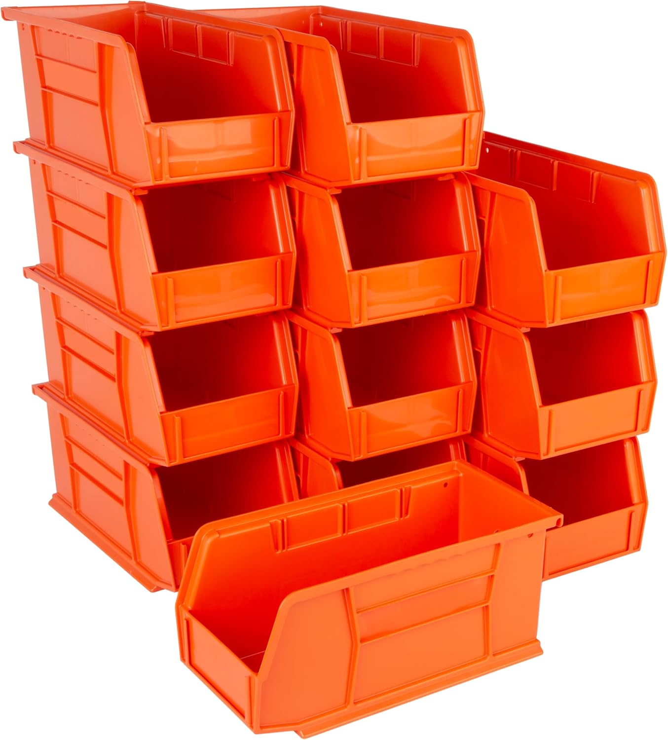 HE HUDSON EXCHANGE 11" x 5.5" x 5" (12 Pack) Plastic Stackable Storage Bin, Orange