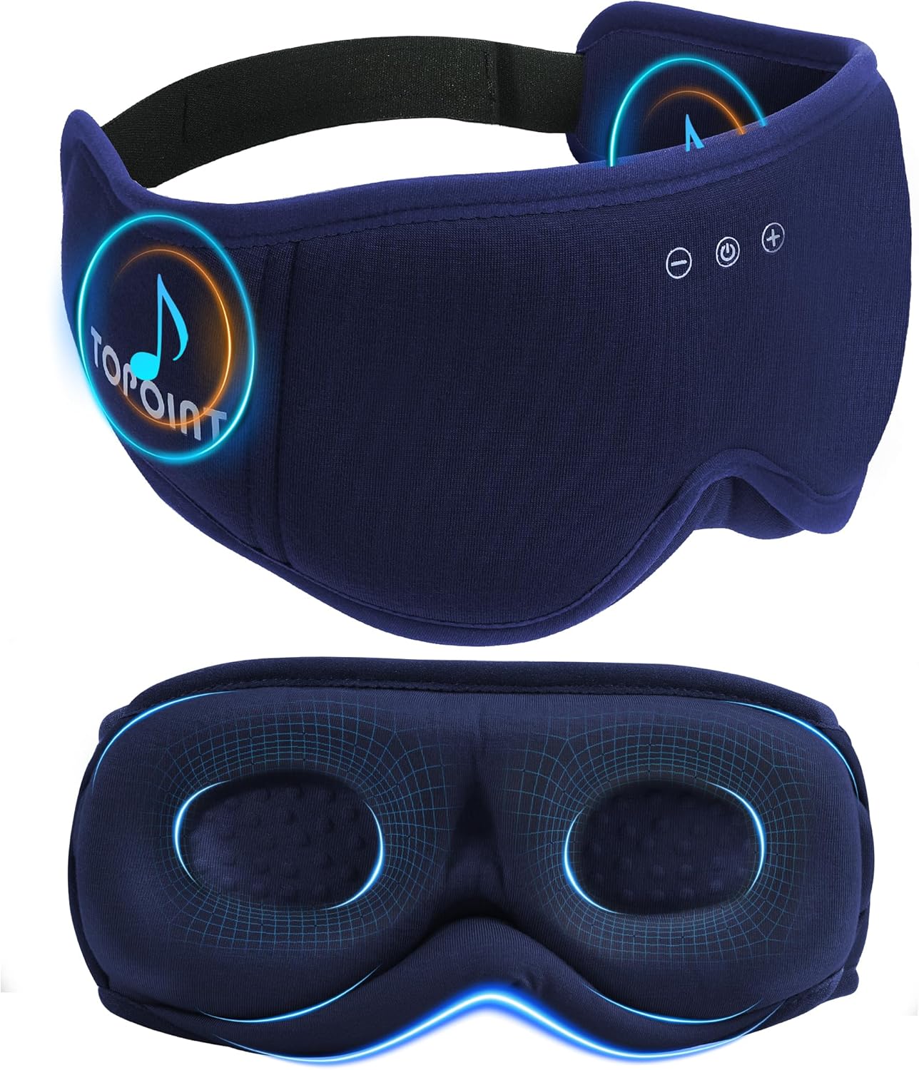 Sleep Mask with Headphones Bluetooth 5.4, TOPOINT 3D Eye Mask Blackout Breath Silk for Side Sleepers Women Men, Sleep Headphones Earphones HD Speaker Microphone for Travel Meditation Gift, CPAP Users