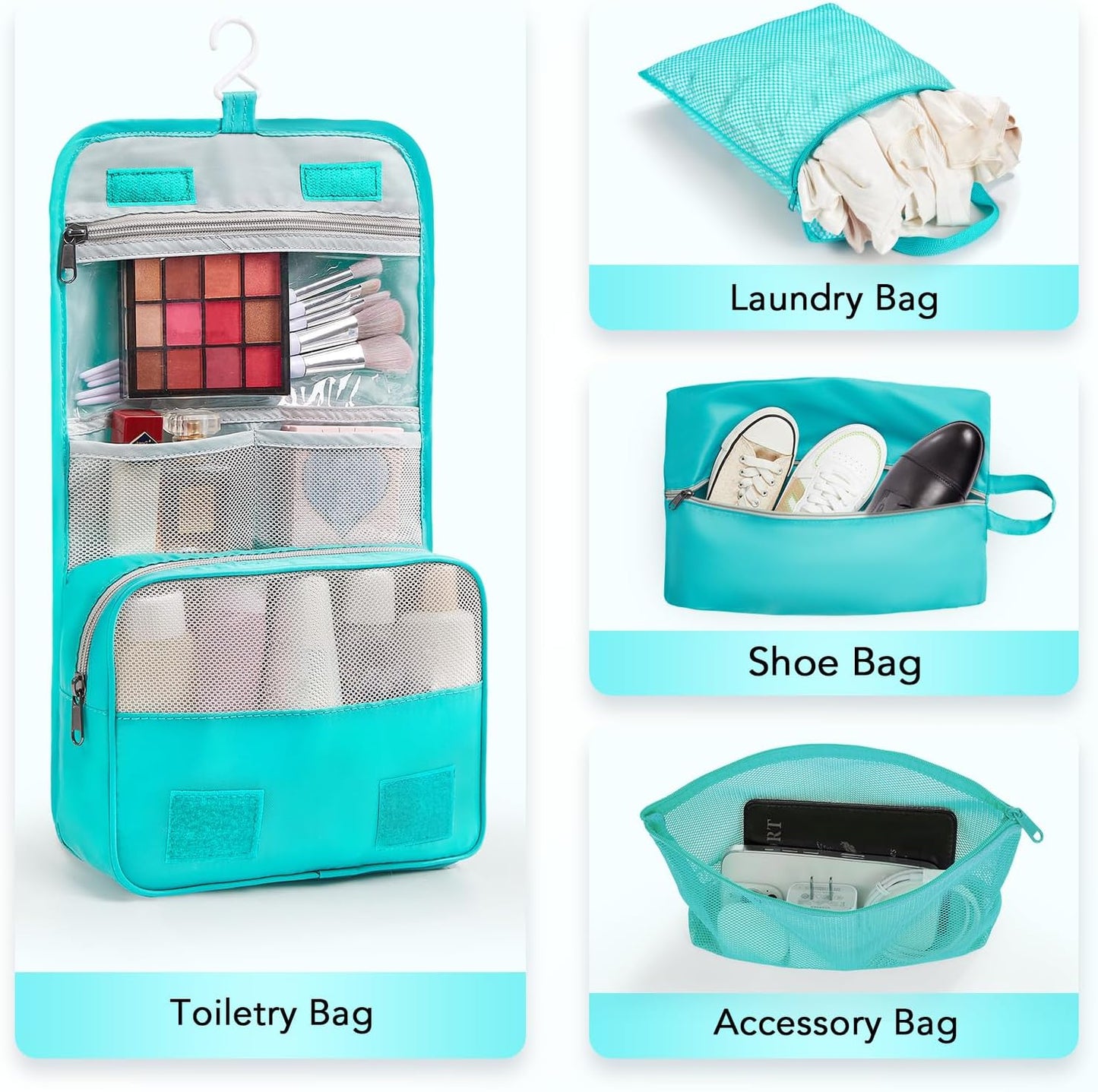 10 Set Compression Packing Cubes for Travel Essentials,Compressible Expandable Packing Cubes for Suitcase,OlarHike Luggage Garment Bags for Travel,Handy Helper for Organizing Clothes(Blue Green)