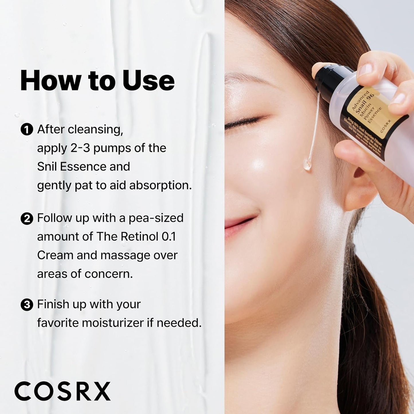 COSRX Snail 96% Mucin Power Essence 2ea & Retinol 0.1% Cream Mini Sample 1ea, Glass Skin Starter Set, Amazon Exclusive, Daily Hydrating & Firming Korean Skin Care Kit, Gift Set