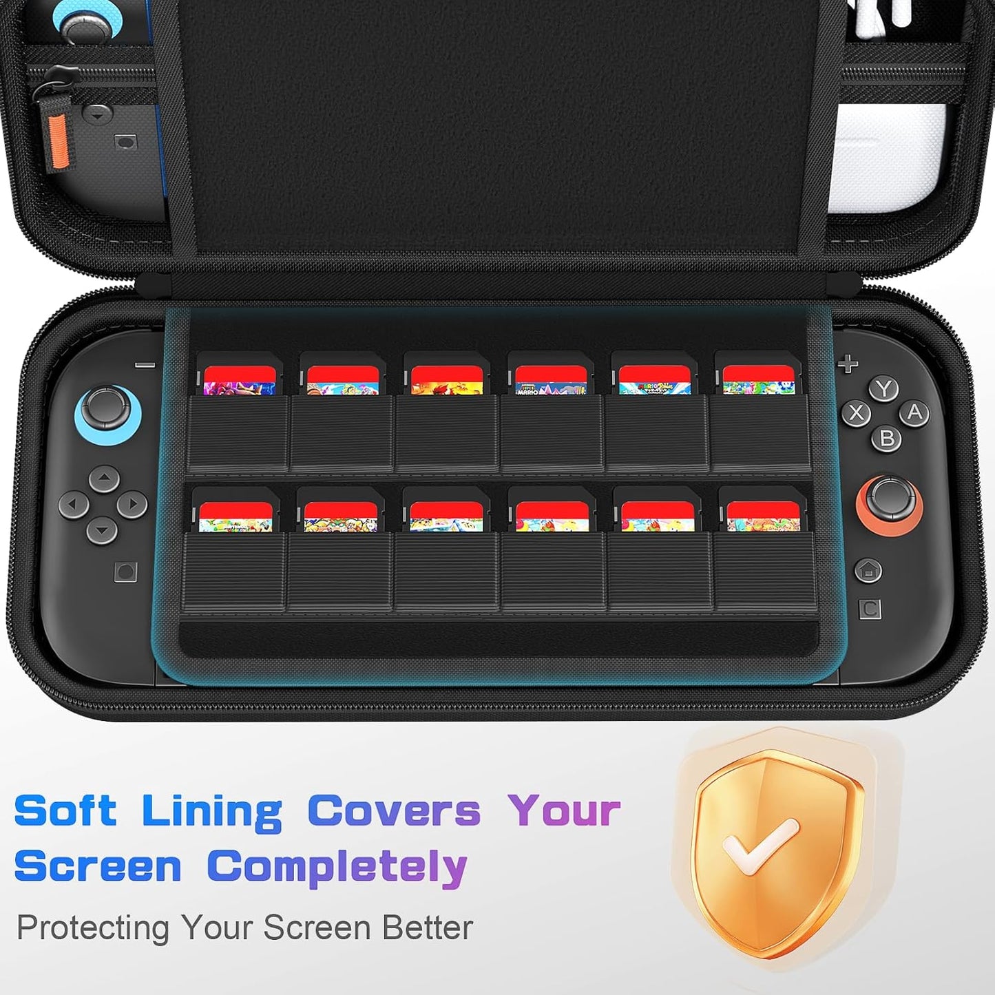 daydayup Switch Carrying Case Compatible with Nintendo Switch 2, with 24 Games Cartridges Protective Hard Shell Travel Carrying Pouch for Console & Accessories Playstation Vita Case