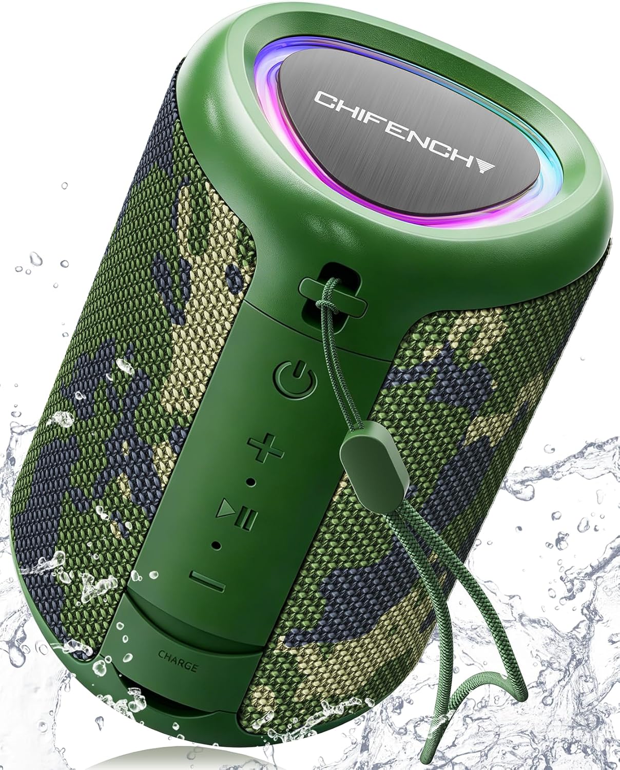 Portable Bluetooth Speaker Beach Essentials: Powerful Crystal Clear Sound/Dynamic Light/IPX5 Waterproof/All Day Playtime/Wireless BT 5.3/TWS Paring, Dad Gifts, Outdoor|Travel|Camping|Pool Accessories