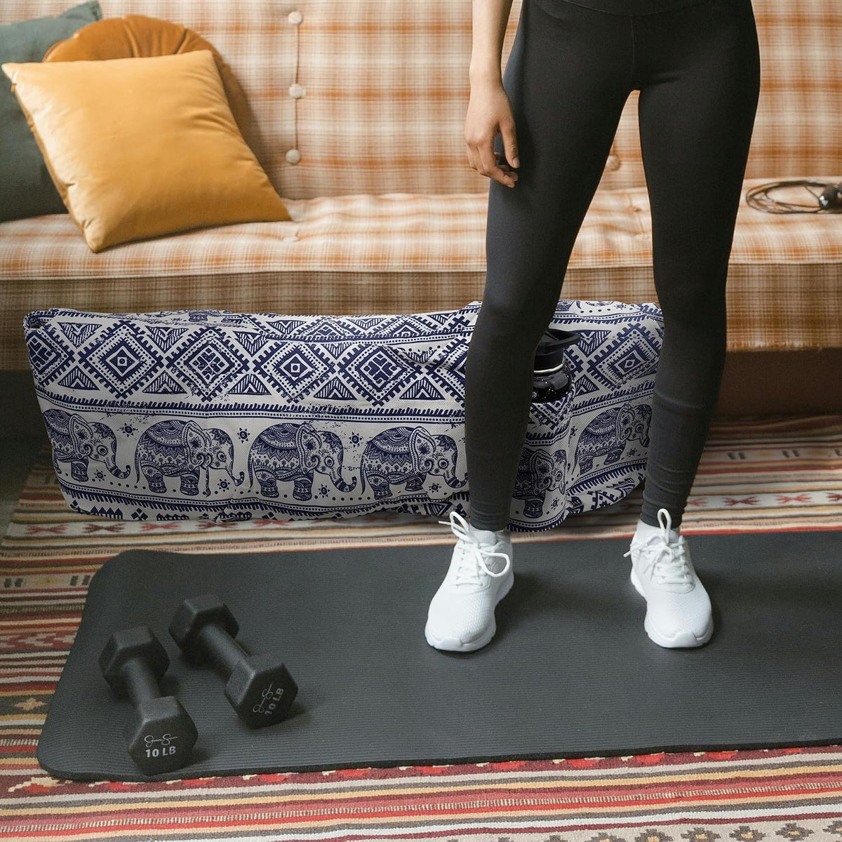 Large Yoga Mat Bag Yoga Bags and Carriers Fits All You Stuff Yoga Tote Bag with Yoga Mat Strap, Elastic Pockets and Zipper Pockets