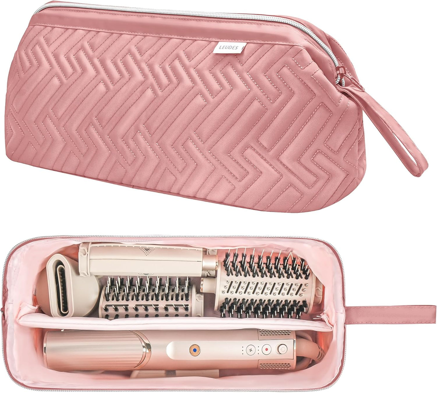 Leudes Hair Tools Travel Bag for Shark Flexstyle Carrying Case Portable Shark Hair Air Wrap Dryer Case Waterproof Dustproof Flat Curling Iron Travel Organizer (Dark Pink)