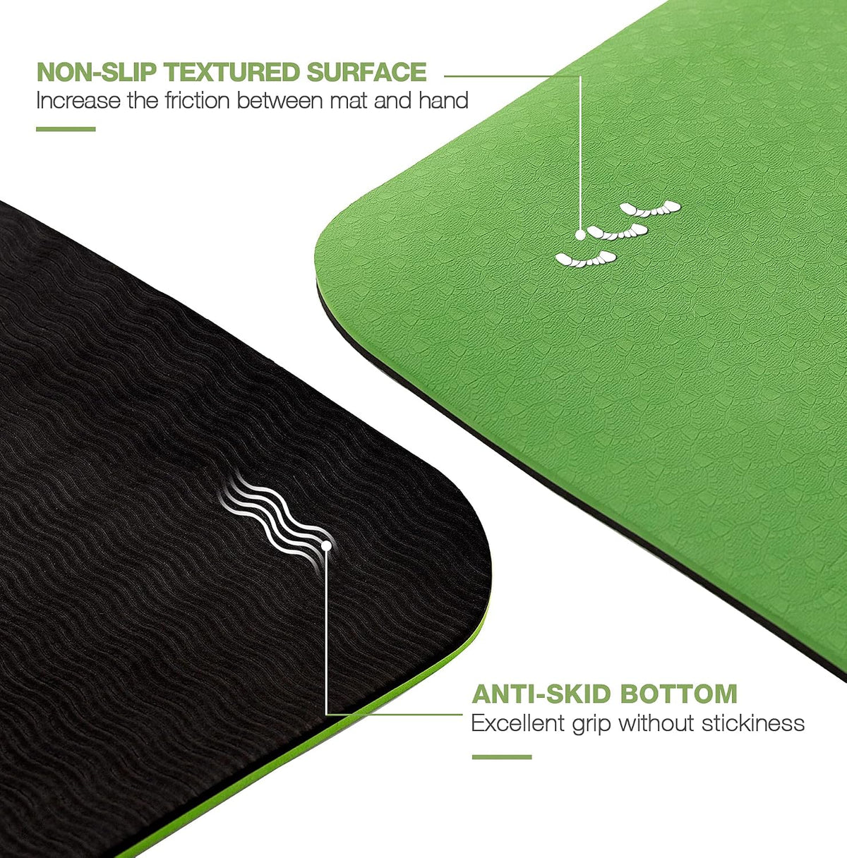 UMINEUX Large Yoga Mat for Men and Women 1/4 & 2/5 Inch Extra Thick TPE Fitness Mat for Home Gym Workout, Non-Slip, Eco Friendly Exercise Mat for Yoga, Pilates, Stretching, Meditation