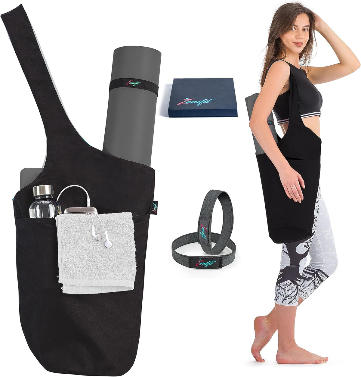 Yoga Mat Bag & Carrier with Pockets for Women