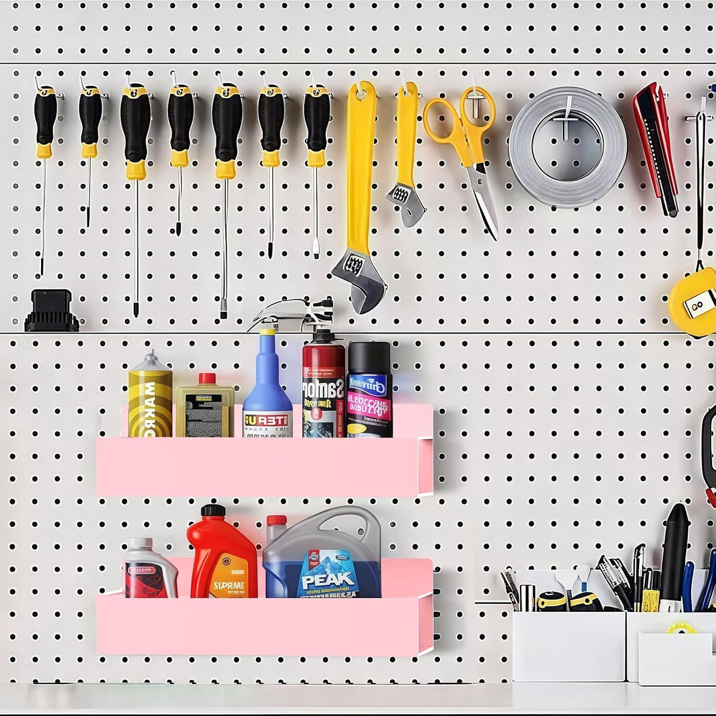 SMRCAD Magnetic Spice Rack Organizer for Fridge Seasoning Organizer for Kitchen storage with Screw Magnetic Shelf with Hook for Refrigerator and Oven (4pack1hook-Pink)