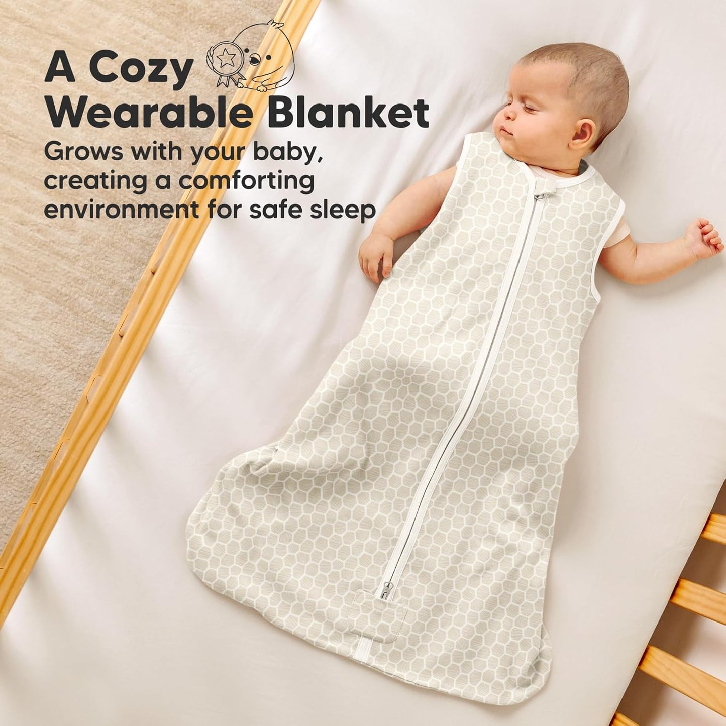 2-Pack Baby Sleep Sacks,Zipper Wearable Blanket - 0.5TOG Organic Cotton,Lightweight,Soft Cozy Toddler Sleeping Sack 6-12 months,Easy to Wear Large Newborn Transition Swaddles Sleepsacks(BumbleBear, M)
