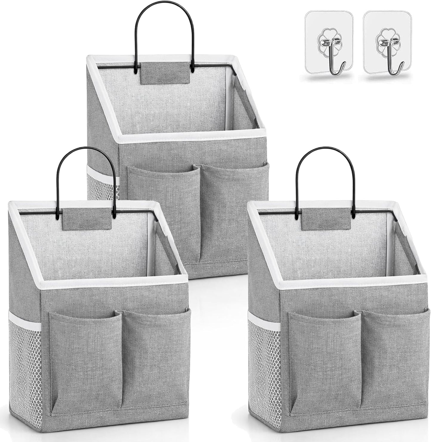 Kanrichu 2pcs Wall Hanging Baskets for Organizing, Wall Hanging Storage Bag as Over the Door Organizer, Wall File Organizer, Rv Storage and Organization. For Bedroom, Office, Camper (Pink-Upgraded)