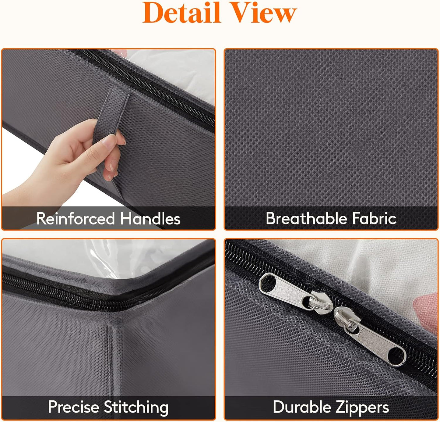 Lifewit 95L 4 Pack Under Bed Storage Containers, Large Capacity Blanket Storage Bags with Reinforced Handle, Organization and Storage for Comforters, Sheets, Clothes, Bedroom, College Dorm, Grey