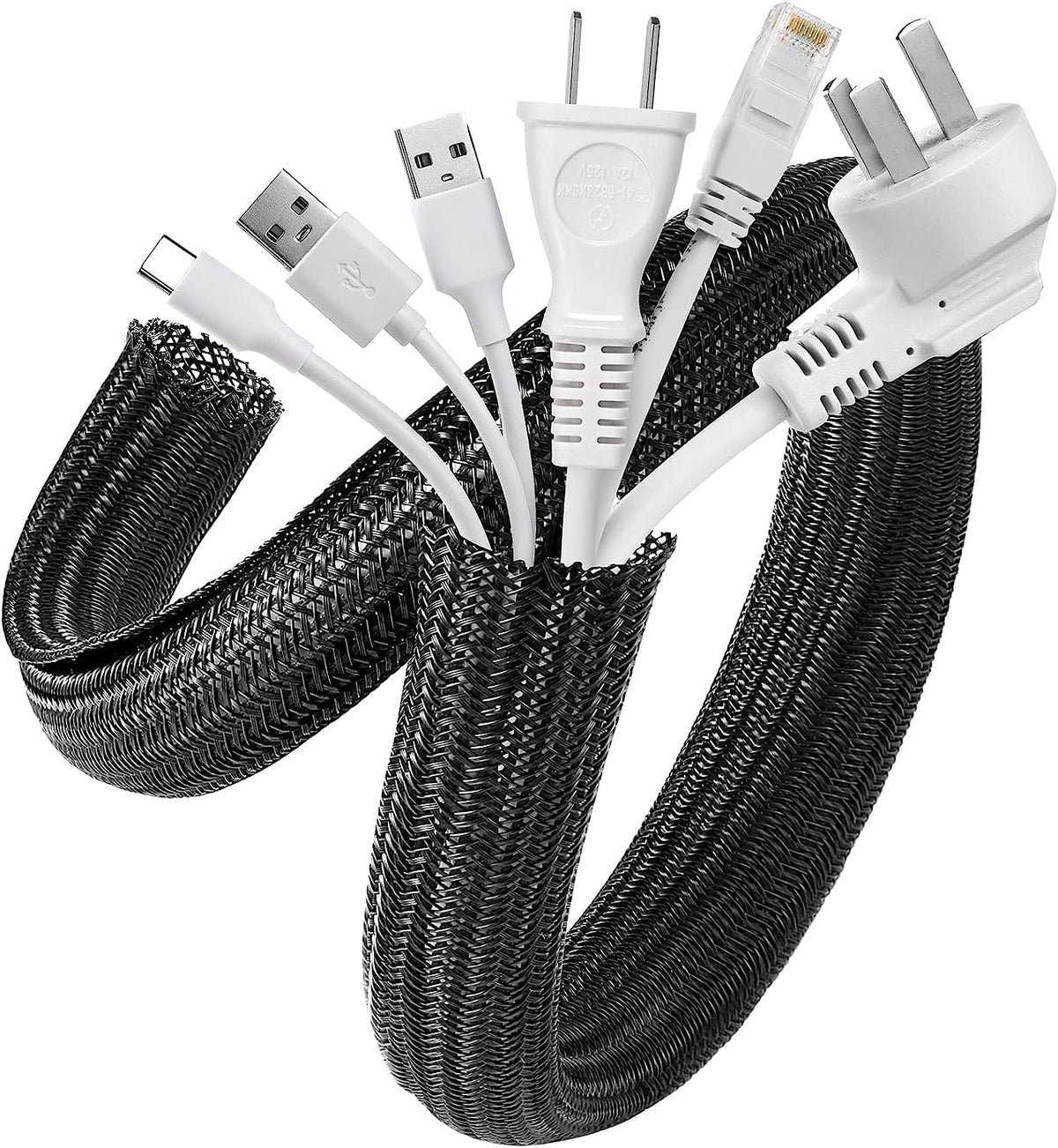 AGPTEK Cable Sleeve, 6.6ft - 1.2 inch Cable Management Cord Hider, Black
