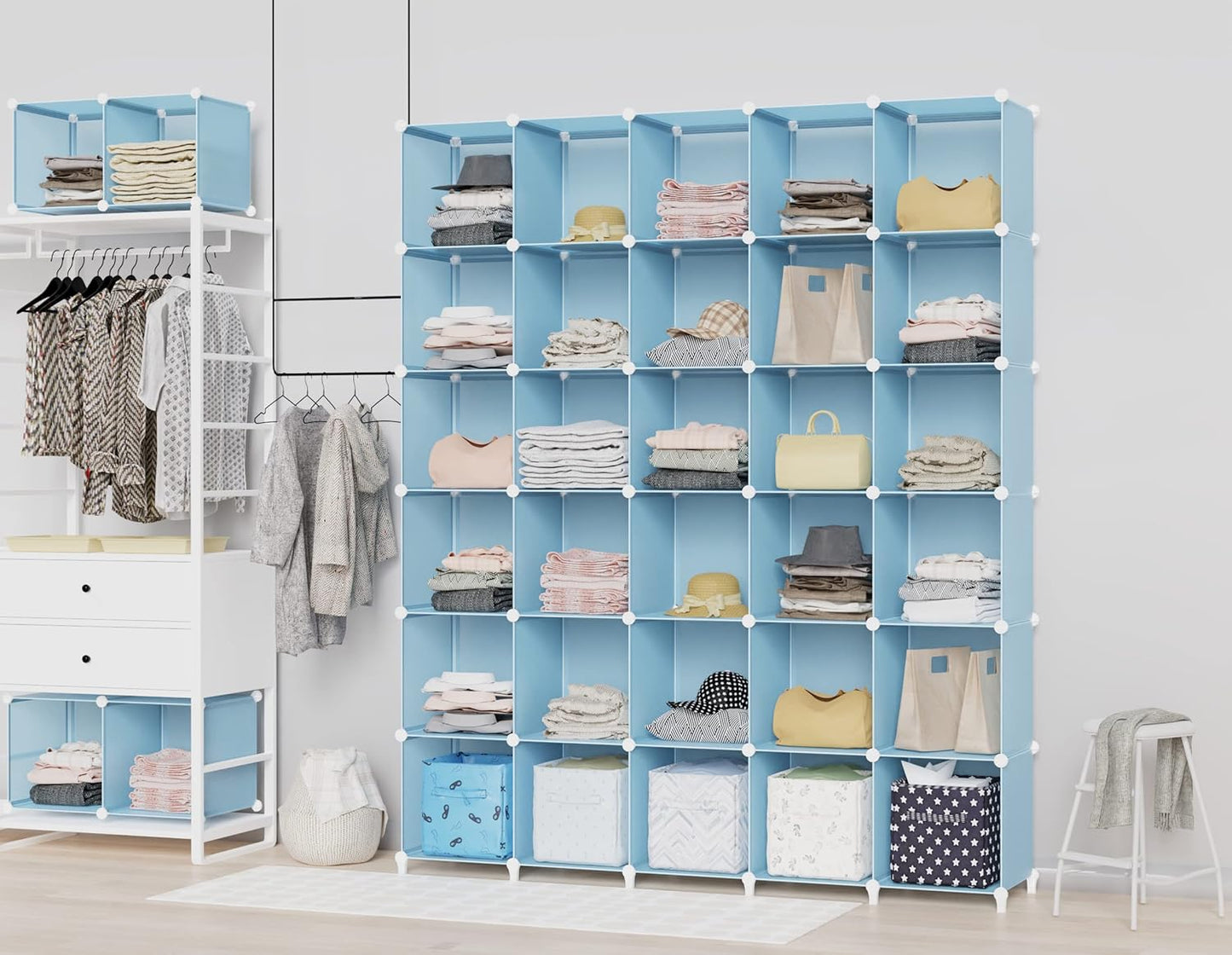 HOMIDEC Closet Organizers and Storage, 9 Cube Storage Organizer, Portable Closet Organizer Storage Cubes Shelves, Blue