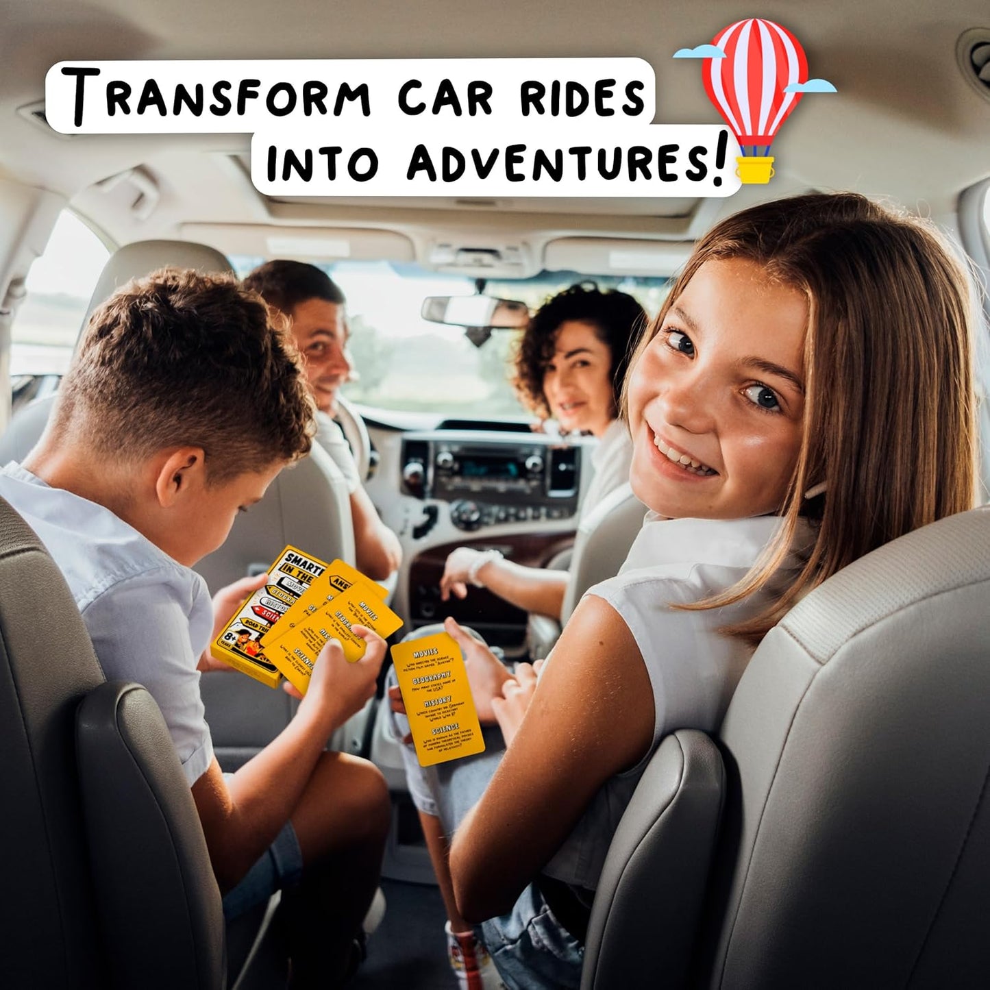 WELL BALANCED Road Trip Trivia - Road Trip Games for Kids Travel Essentials Car Activities Must Haves for Ages 8+