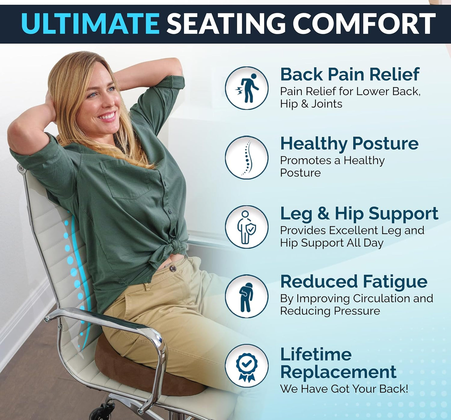 ComfiLife Premium Gel & Memory Foam Seat Cushion – Doctor Recommended Office Chair Cushion, Car Seat Cushion – Chair Cushions for Back & Sciatica Pain Relief – Seat Cushions for Office & Desk (Black)