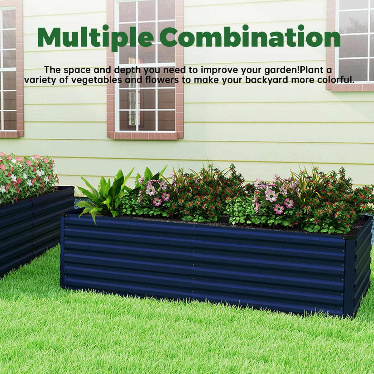 NAVINE 8x4x2ft Outdoor Metal Raised Garden Bed, Metal Planter Box, 4-Pack