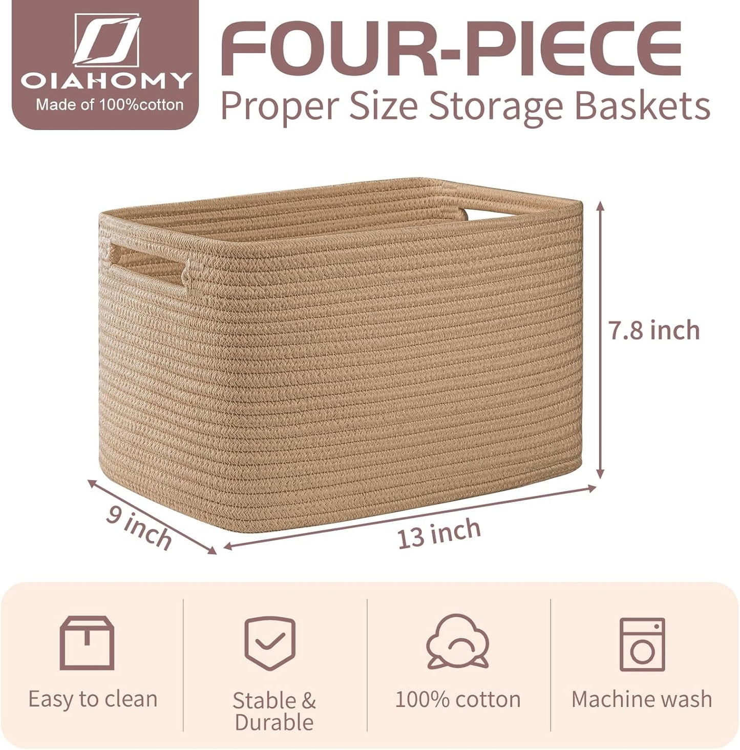 OIAHOMY 4 Pack Storage Baskets for Organizing 15L Cube Storage Bins Yellow