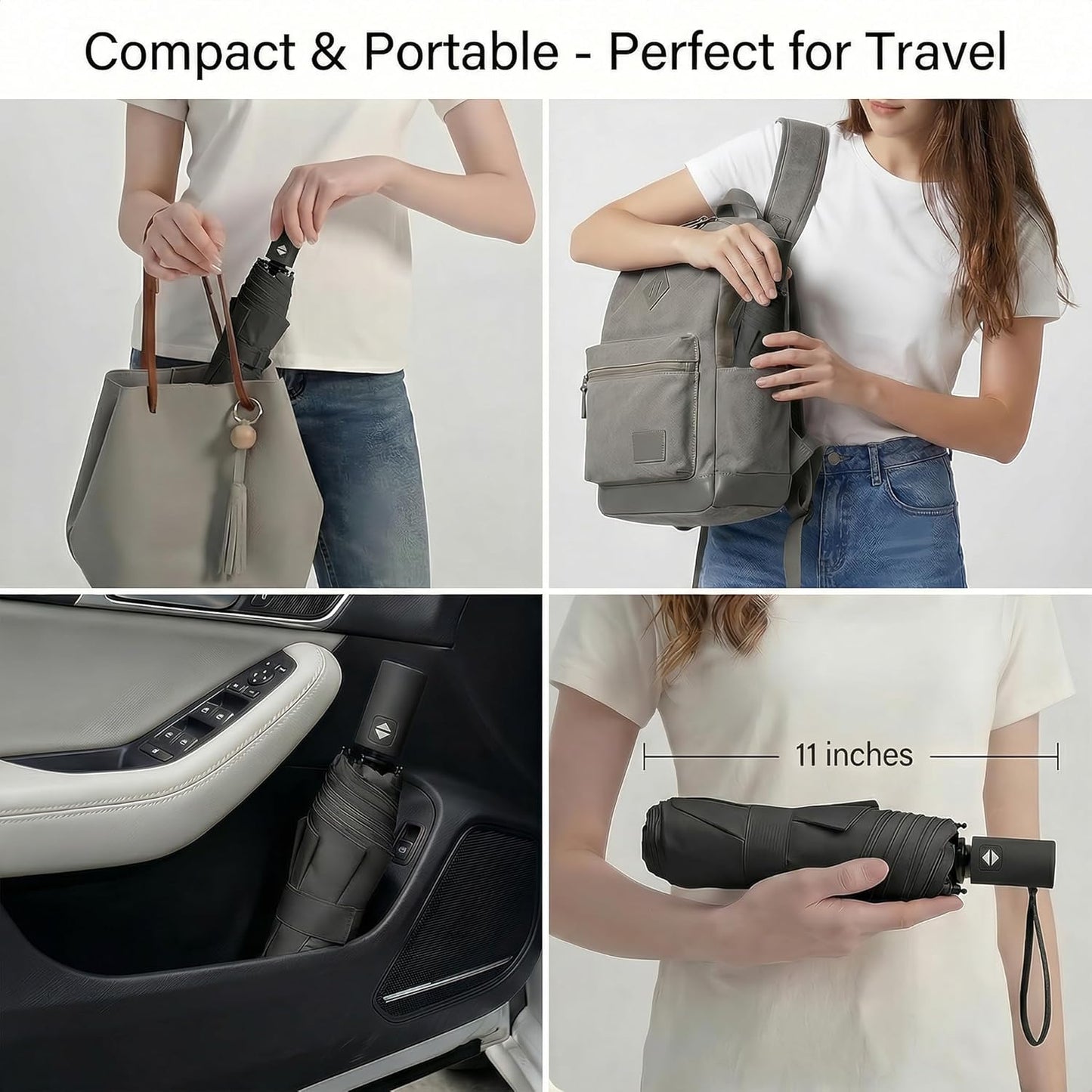 BAODINI Small UV Protection Travel Umbrella Compact for Rain and Sun UPF 50+ Windproof Portable 42 inch Umbrella for Women and Men