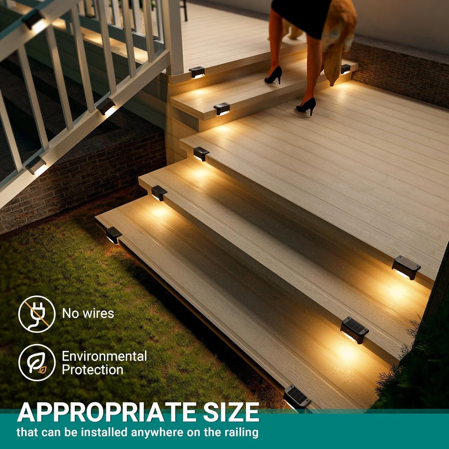 SOLPEX Solar Deck Lights Outdoor Waterproof 12Pack, Solar Step Lights Led Solar Powered Lights for Outdoor Stairs, Step, Fence, Yard, Patio, and Pathway(Warm White)