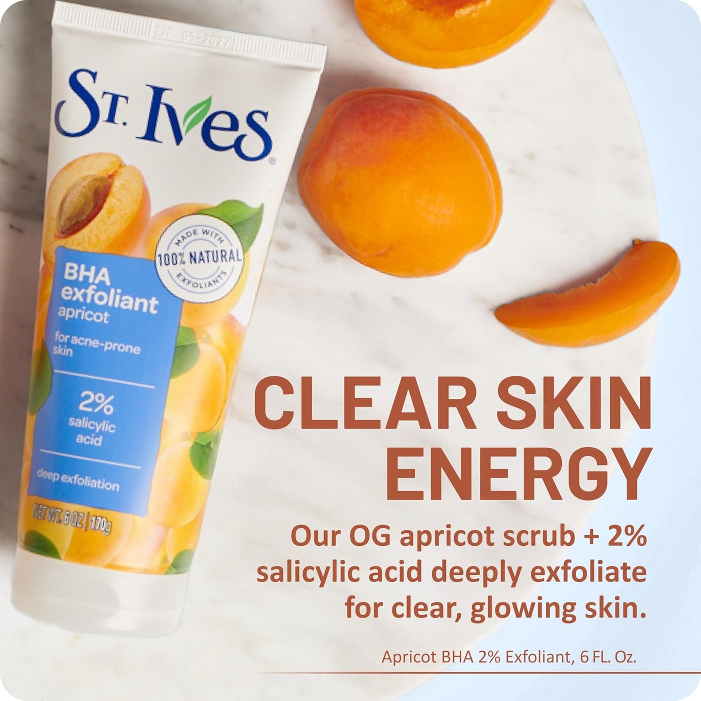 St. Ives Acne Control Apricot Face Scrub, Deep Exfoliator Skin Care, Prevents Acne for Radiant Skin, Salicylic Acid Acne Treatment Facial Scrub, Made with 100% Natural Exfoliants, 6 oz, 4 Pack