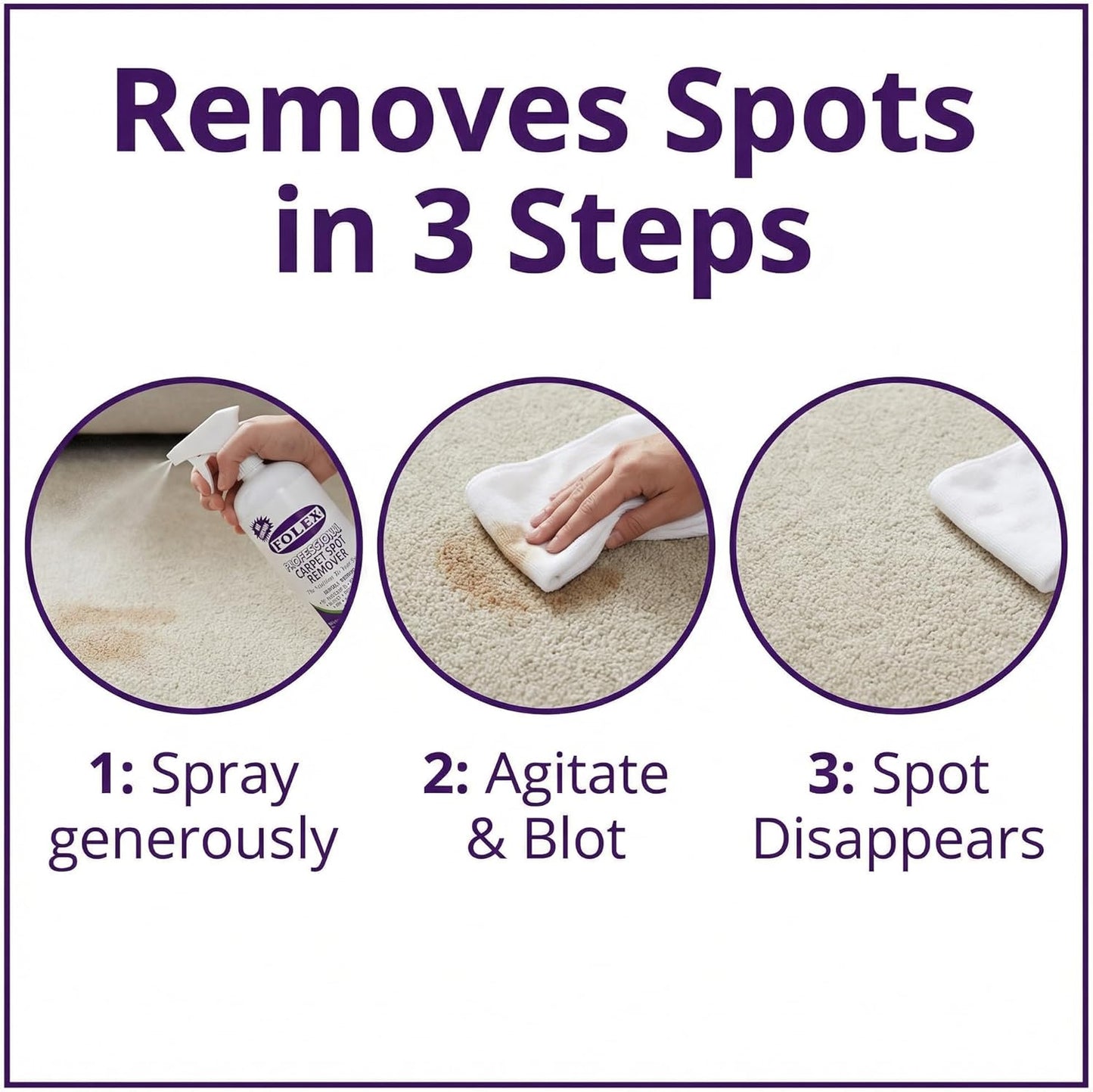 FOLEX - Professional Carpet Cleaner Spray 34 oz - Pet Stain Removal - Instant Stain Removal - No Rinsing Required - Safe for Pets - Works on All Fabrics