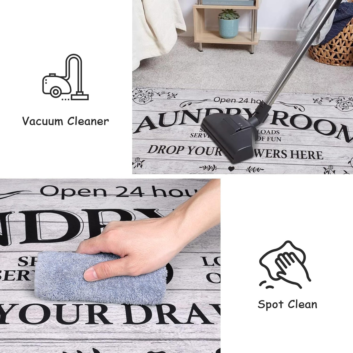 Lahome Remi Farmhouse Laundry Room Rug Runner 20"x59" Laundry Rugs and Mats for Laundry Room Non Slip Washable Floor Carpet Runner Rug for Washroom Mudroom Kitchen Bathroom Hallway Decor, Grey
