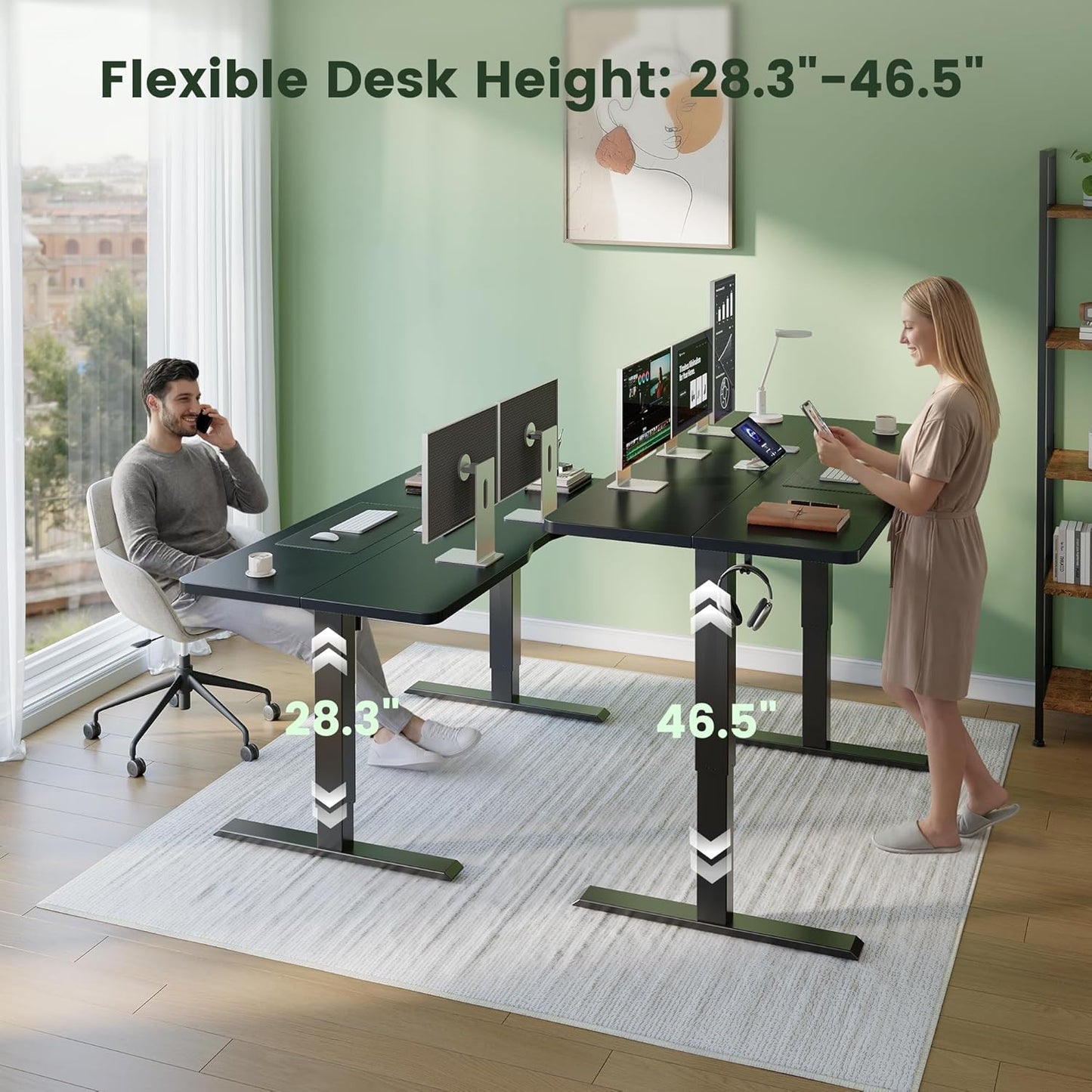CubiCubi 55 x 24 Standing Desk, Height Adjustable Electric Computer Desk, Sit Stand up Home Office Workstations, Black