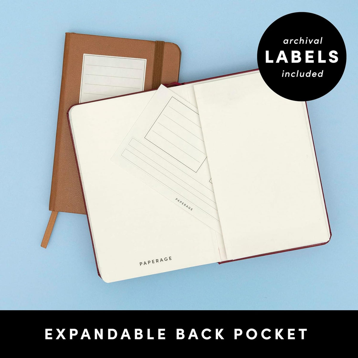 PAPERAGE Lined Pocket Journal Notebook, 2 Pack, (Navy), 160 Pages, Small Notebook, 3.6 inches x 5.6 inches - 100 GSM Thick Paper, Hardcover