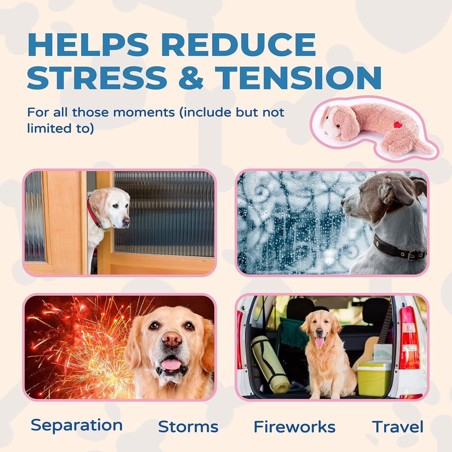 Moropaky Heartbeat Toy Puppy Heartbeat Stuffed Toy for Dog Calming Aid, Heartbeat Puppy Toy for Pets Anxiety Relief, Dog Comfort Toy for Behavioral Aid Crate Training, Puppy Essential