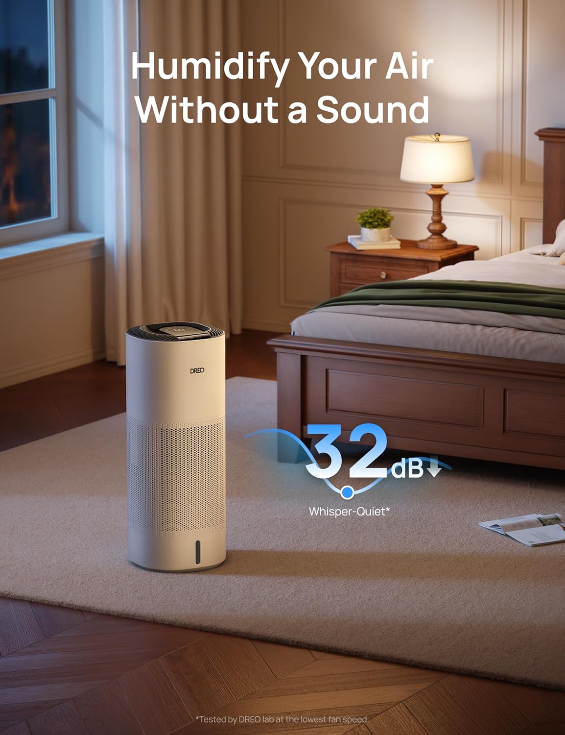 DREO Smart Evaporative Humidifier Large Room up to 1000ft², 800ml/h High Output Air Humidifiers for Bedroom, 10L, 50H Long Runtime with Precise Humidification for Plants, Home, Office, White, HHM774S