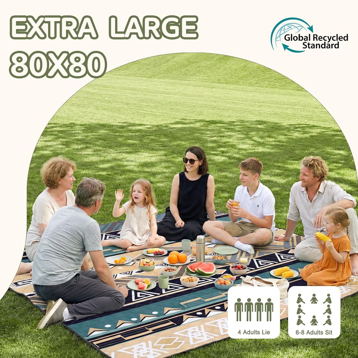Genovega Waterproof Picnic Blanket Outdoor Camping Beach Mat Rug Extra Large Foldable Car Essential Roadtrip Gadget Accessories Tent Gear Must Haves Dad Backpacking Necessities Gift
