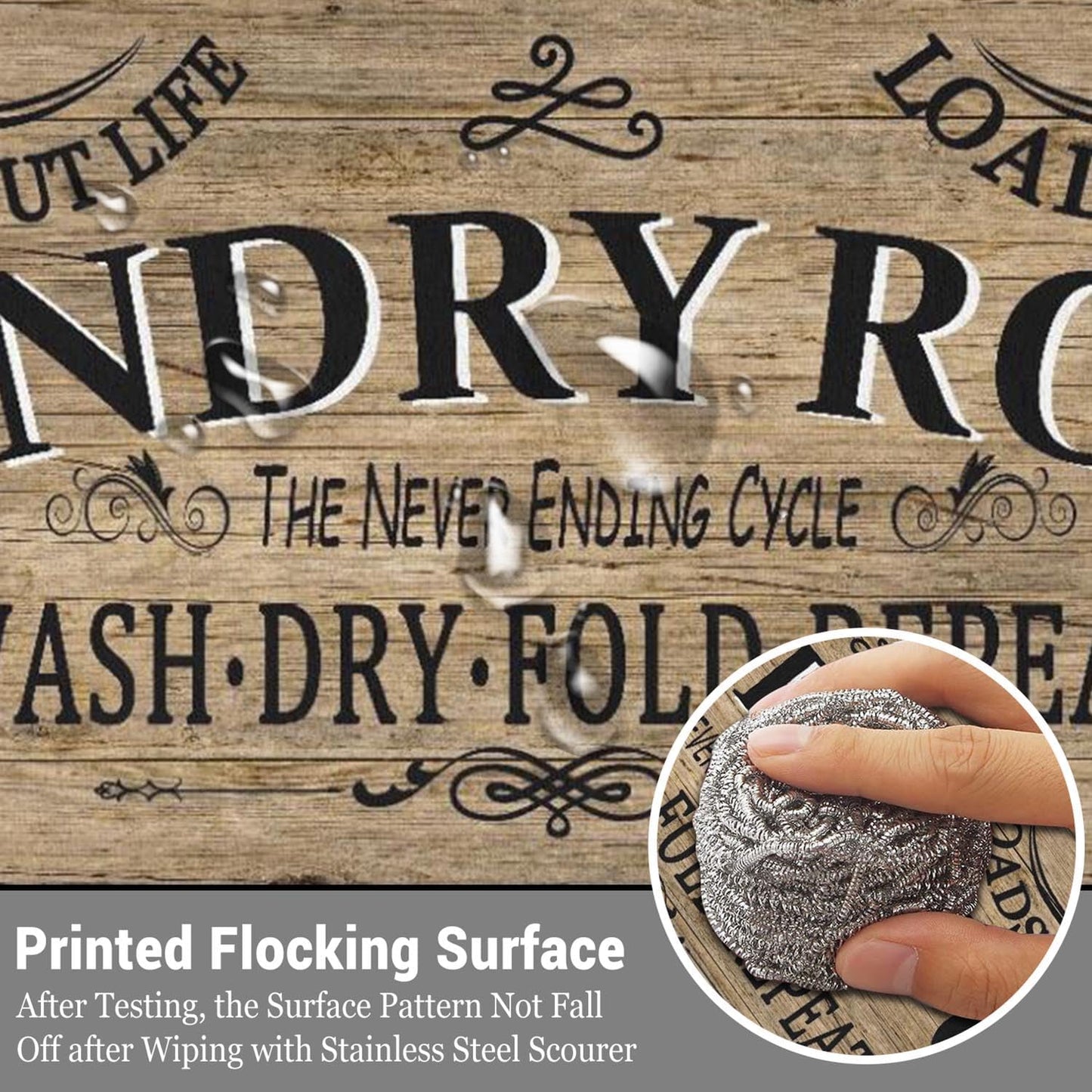 Non Slip Laundry Room Rug - Farmhouse Kitchen Floor Mat -Laundry Room Rug- Runner Decor -Washable Floor Carpet for Washroom Mudroom Kitchen Bathroom Hallway-20 x48