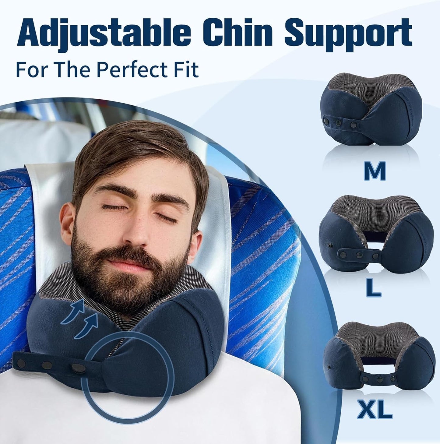 Cirorld Neck Pillow for Traveling, Travel Pillows for Airplanes,100% Pure Memory Foam Travel Neck Pillow, Adjustable Flight Pillow, Portable Plane Accessories with Eye Mask, Earplugs, Carry Bag