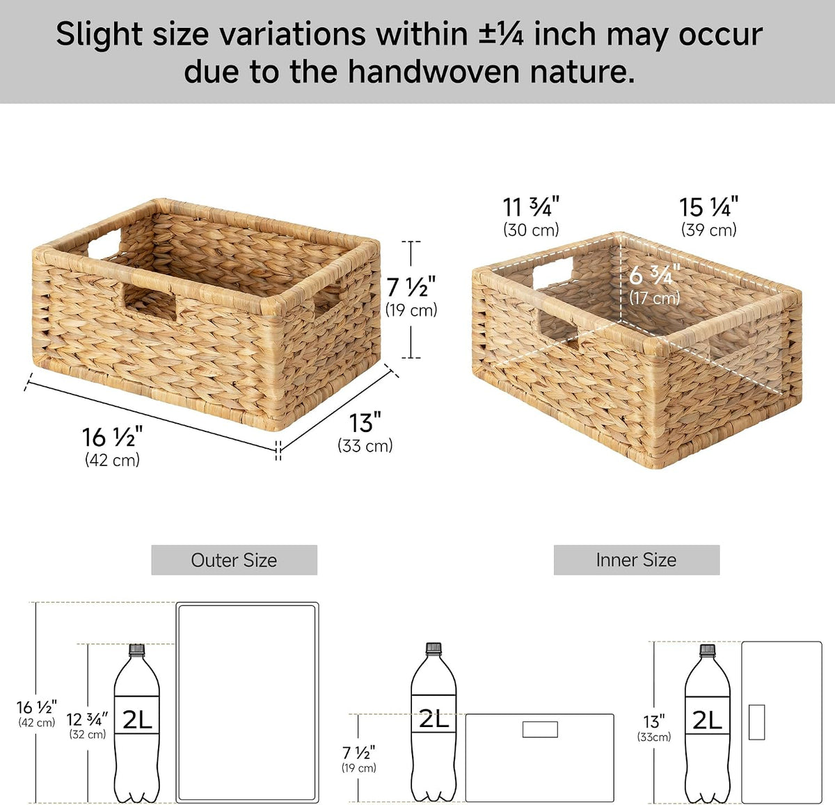 StorageWorks Large Wicker Basket, Pantry Organizer with Wooden Frame