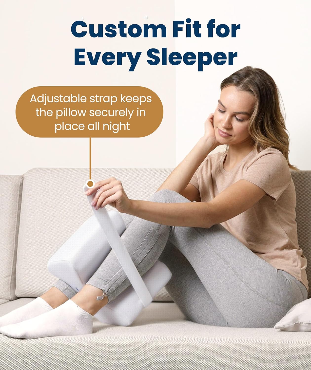 Everlasting Comfort Memory Foam Knee Pillow for Side Sleepers – Sciatica Pain Relief Pillow, Removable Strap Support – Leg Pillows for Sleeping Alignment, Knees, Back & Hip Cushion
