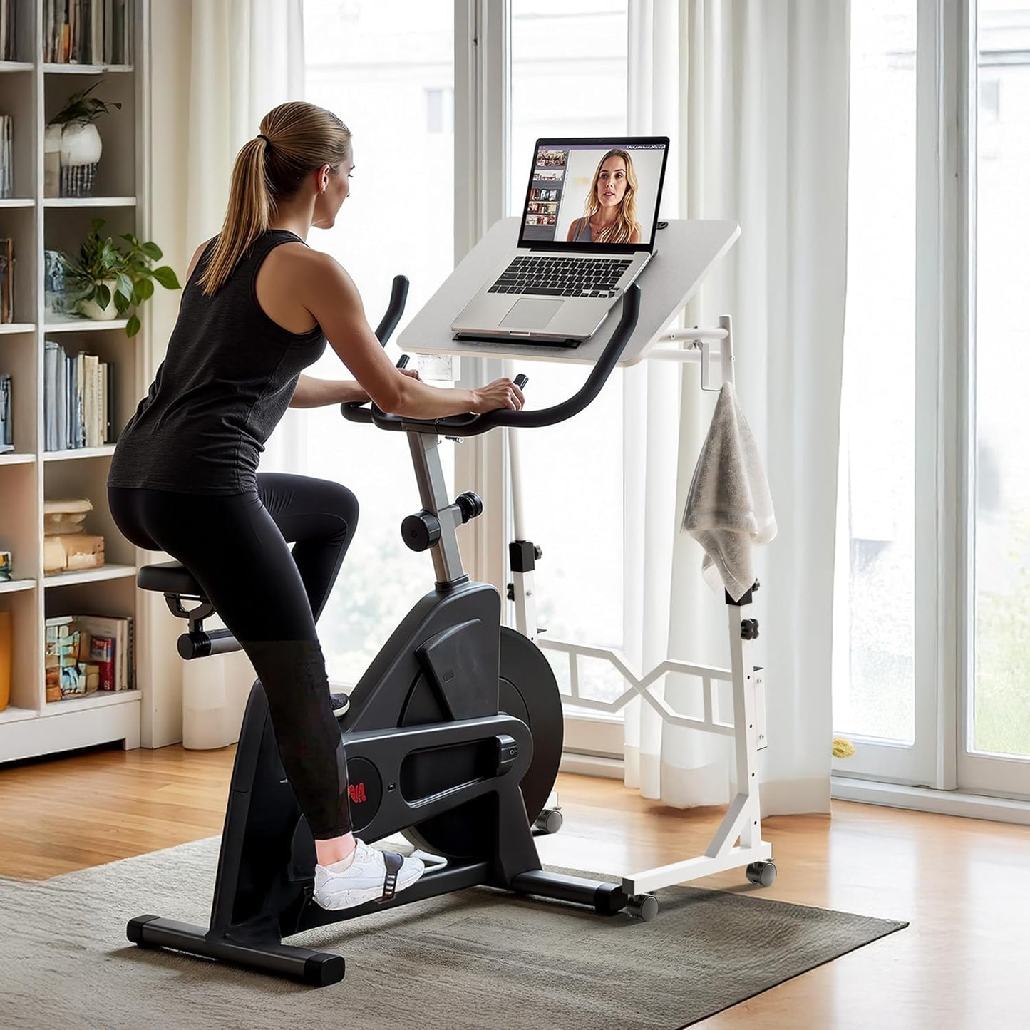 Oransail Small Standing Desk with Wheels, 29.5-45.3 Inch Adjustable Height, Portable Treadmill Desk, Rolling Computer Table for Walking Pad with a Cup Holder and a Hook