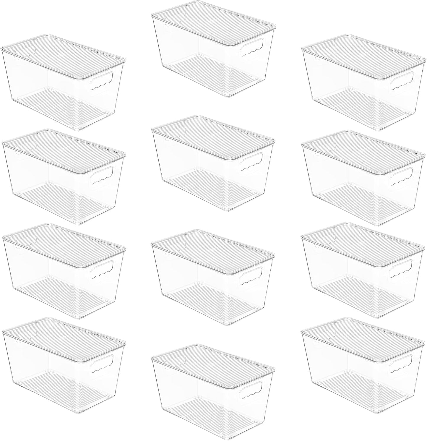 Vtopmart 4 Pack Clear Stackable Storage Bins with Lids and Handles, XLarge