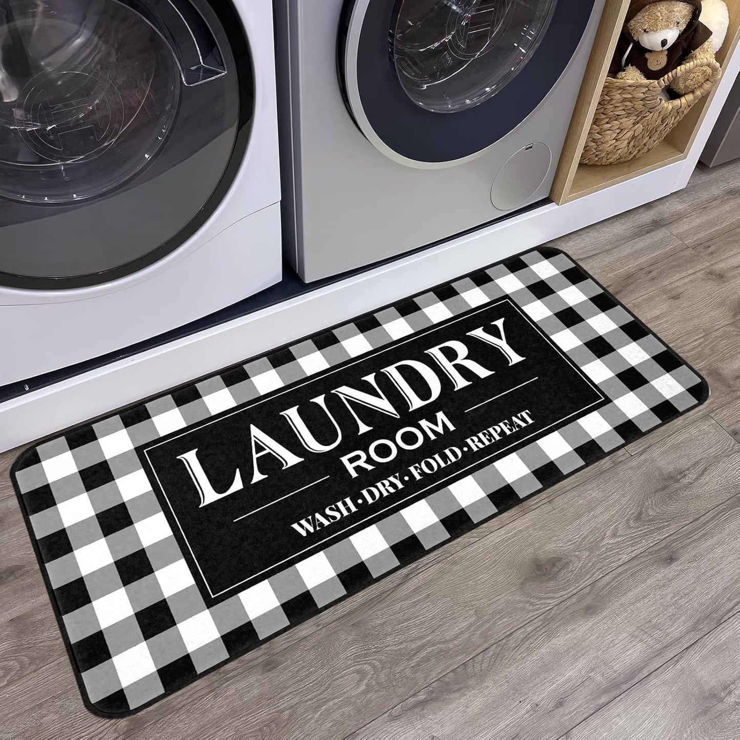 ROMAMIGO Rug Runner Non Slip Floor Mat for Mudroom Laundromat Farmhouse Kitchen Bathroom Laundry Room Decor Accessories(20 X 47 inch, Buffalo Plaid)