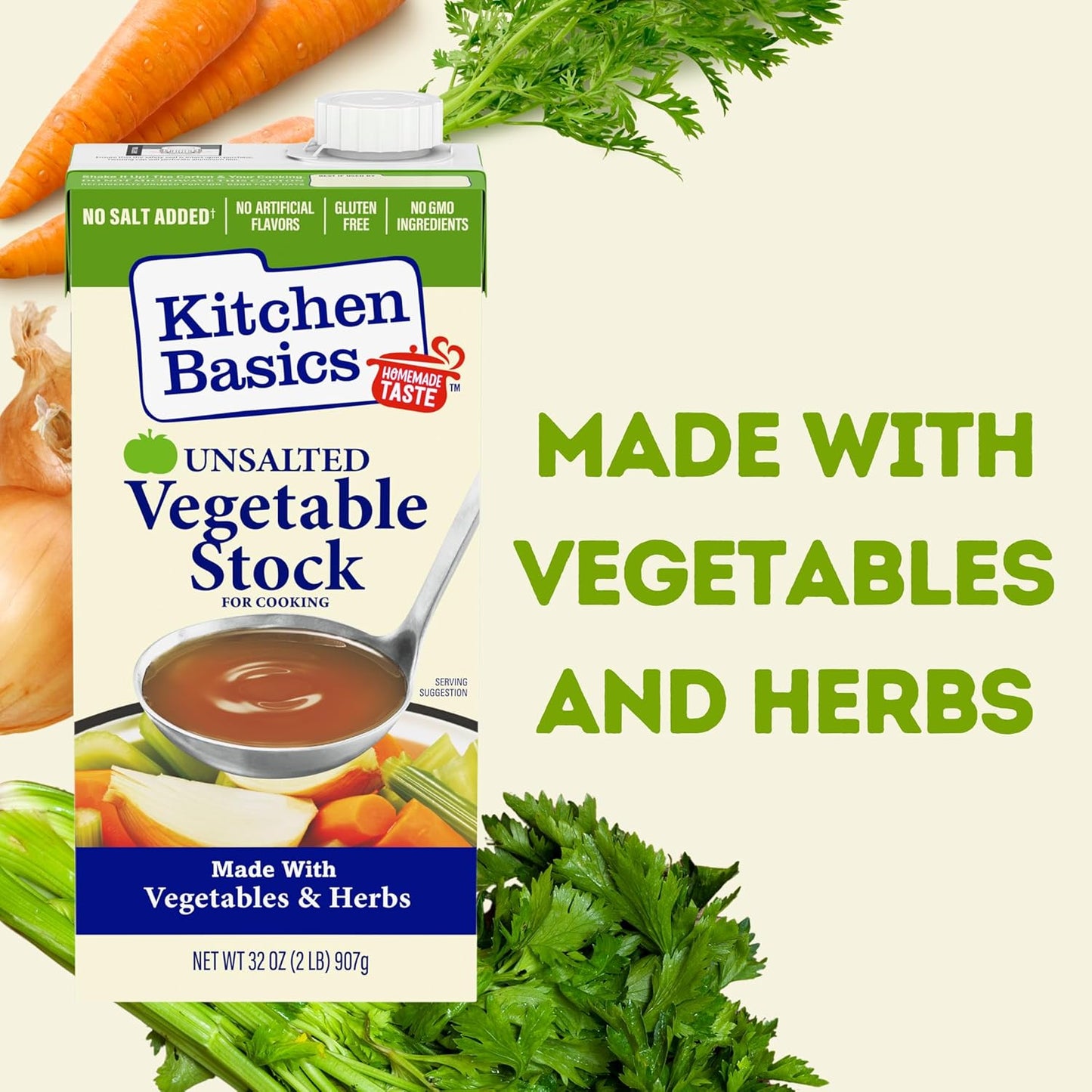 Kitchen Basics Unsalted Vegetable Stock, 32 oz (Pack of 12) For Delicious Dishes and Enhanced Flavors, Great for Vegetarian Recipes