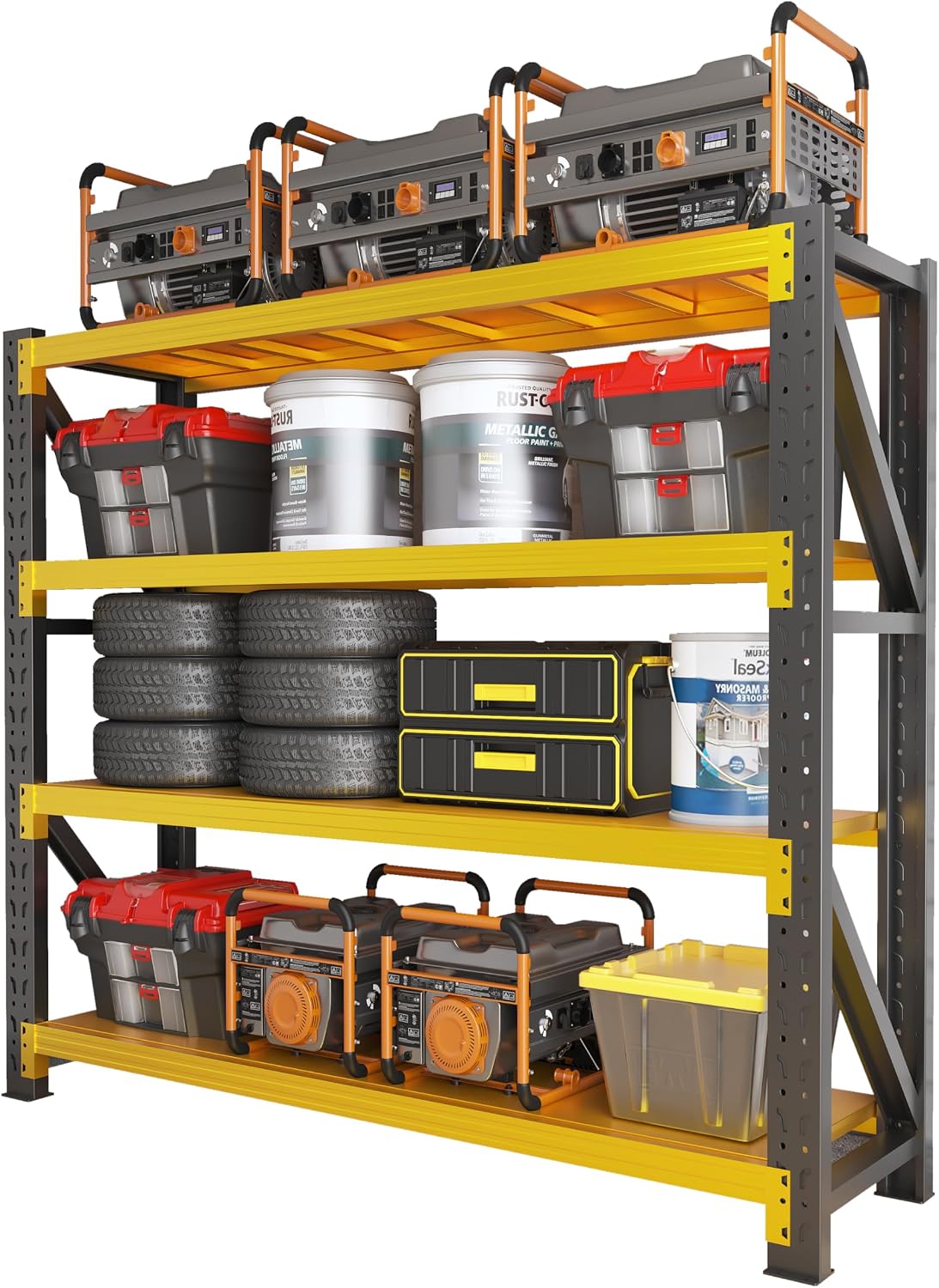 32W x 20D x 63H Garage Shelving Heavy Duty Yellow+Black